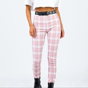 Princess Polly Lillianne Pink Plaid Pants